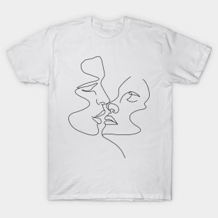 First Kiss Minimal Line Art T-Shirt